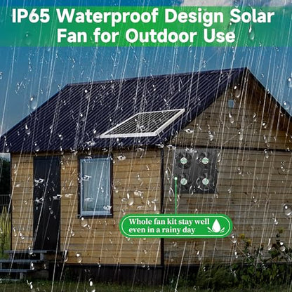 blessny 25W Solar 4 Fan Kit for Outdoor Greenhouse, Solar Powered Vent Exhaust Ventilation Fan for Chicken Coop, Shed Air Circulation, 14.7 Ft Long Cord with IP65 Weatherproof Rate - size: 4 Fan Kit