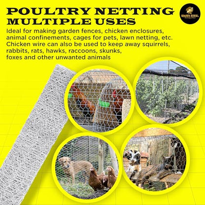 Chicken Wire 24 in x 50 FT x 2” Mesh x 20GA | Poultry Wire Netting | Hot Dipped Galvanised | Hexagonal Galvanized Mesh for Chicken Coop, Rabbit Cage, Fence Barrier PM24x50x2 - style: 24 in x 50 FT x 2 in