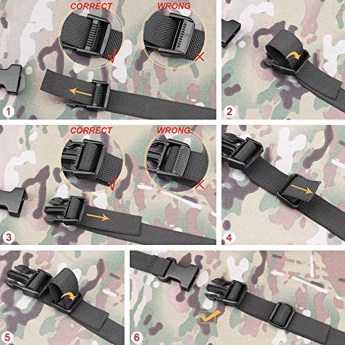 MAGARROW 78" x 1" Strap Buckle Packing Straps Adjustable 1-Inch Belt - color: Black 6.5 feet Long (10-PCS)
