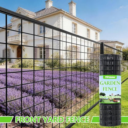 Black PVC Coated Welded Wire Fencing,2"x2" 16 Gauge,60inch H x 100ft L Garden Wire Fence Roll,2/3/4/5/6ft Tall x 50/100 ft Long Vinyl Coating Metal Wire Mesh for Yard,Farm,Dog,Vegetable Protection - color: Black, size: 2"x2" 60inx100ft