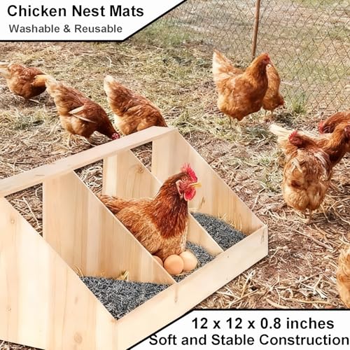 6 PCS Nesting Pads for Chicken Coop, Plastic Washable Chicken Nesting Pads, Premium Chicken Coop Accessories,12” x 12” Cuttable Chickens Nest Box Bedding Liners