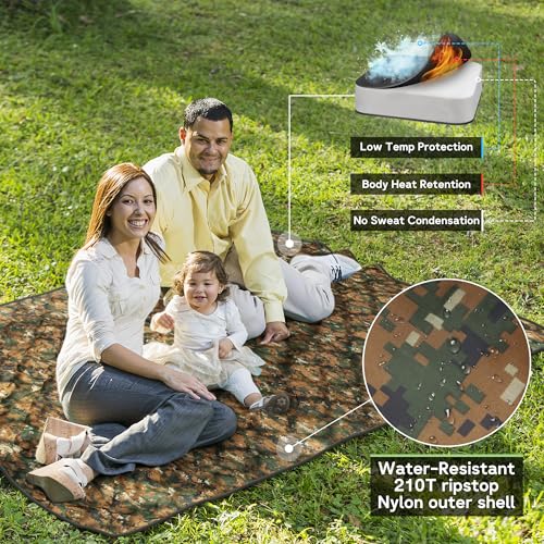 Mirzoyan Woobie Blanket, Military Poncho Liner Camo Insulated Camping Woobie Blanket for Outdoor Hiking (Woodland Digital with Zipper) - color: Woodland Digital With Zipper)
