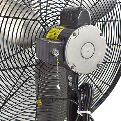 Schaefer 24CFO-B 24" Fixed-Mount Circulation High Airflow Fan, Industrial Made in USA, 2-Speed, 1/4 HP, 5280CFM, Black