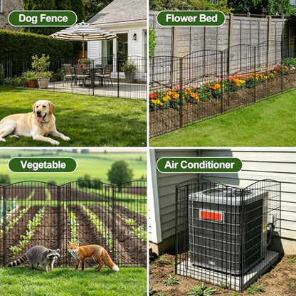 INJOPEXI Decorative Garden Fence 12 Panels 26ft (L)×42in (H) Garden Fences with 11 Panels + 1 Gate, No Dig Animal Barrier Rabbit Fencing Rustproof Metal Wire Temporary Dog Fence for Patio Outdoor Yard - size: 12 Panels 26ft(L)-42"(H) - With Gate
