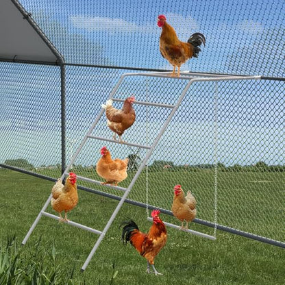 Chicken Perch for Coop 4 Step Chicken Roosting Bars with Swings, Metal Poultry Roost Ladder for Hens, Chickens & Poultry, Gray
