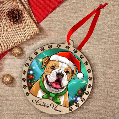 Personalized American Bulldog Ornament, American Bulldog Christmas Ornament, Custom Name American Bulldog Dog Suncatcher for Christmas Tree - color: American Bulldog