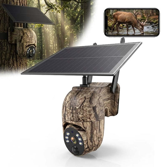 4G LTE Cellular Trail Camera with Built-in SIM Card, Solar Powered Game Camera, 4MP Ultra HD 360° Live Streaming, Motion Activated Trail Cam with IR & White LED Night Vision, IP66 Waterproof (1pc) - color: 1pc