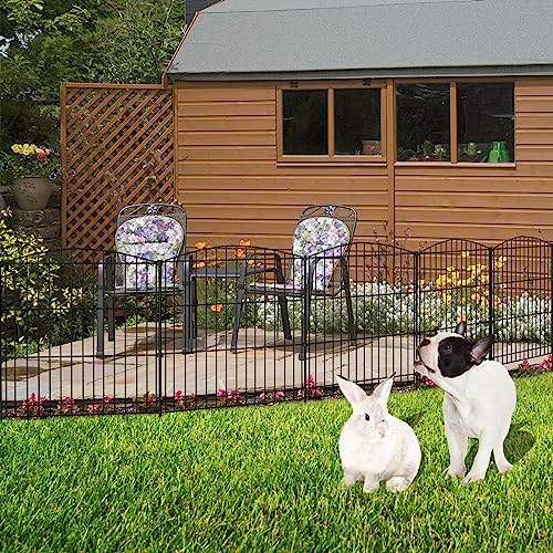 INJOPEXI Garden Fence 6 Panels 11.8ft (L)×24in (H) Decorative Garden Fence with 6 Panels Rustproof Wire No Dig Garden Fences Animal Barrier Fencing for Outdoor Patio Backyard - Without Fence Gate - size: 6 Panels 11.8ft(L)-24"(H) - Without Gate
