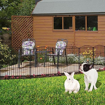 INJOPEXI Garden Fence 6 Panels 11.8ft (L)×24in (H) Decorative Garden Fence with 6 Panels Rustproof Wire No Dig Garden Fences Animal Barrier Fencing for Outdoor Patio Backyard - Without Fence Gate - size: 6 Panels 11.8ft(L)-24"(H) - Without Gate