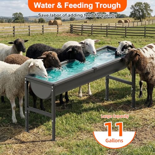 2PCS Animal Waterer 11 Gallon, Livestock Water Trough with Adjustable Stand, Easy to Assemble and Carry, Feeding Goat, Sheep, Horse, Dog in Farm - size: 2 PCS
