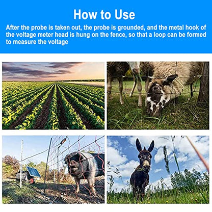 Voltage Tester,Electric Fence Tester, Electric Fence Voltage Tester, 12KV Neon Fence Voltage Tester 8 Neon Indicator Lights Waterproof Fence Tester for Farms, electric fence tester voltage multi