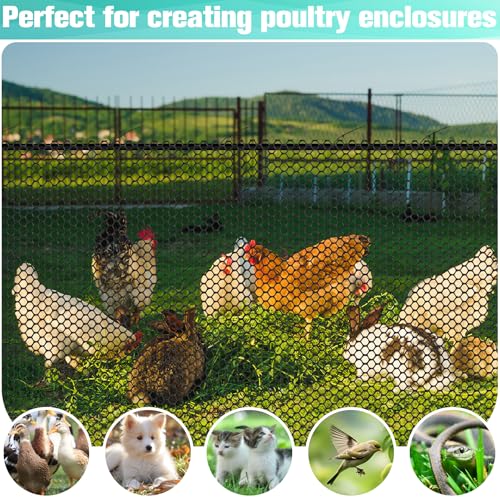 Plastic Mesh Fence Sheet 15.7IN x 20FT - 0.3IN Opening Plastic Chicken Wire Netting Roll Durable for Dogs, Poultry, Puppy, Garden Snake Barrier with 50 Pcs Zip Ties - Black - color: Black, size: 15.7IN x 20FT + 50Ties