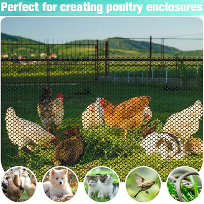 Plastic Mesh Fence Sheet 15.7IN x 20FT - 0.3IN Opening Plastic Chicken Wire Netting Roll Durable for Dogs, Poultry, Puppy, Garden Snake Barrier with 50 Pcs Zip Ties - Black - color: Black, size: 15.7IN x 20FT + 50Ties