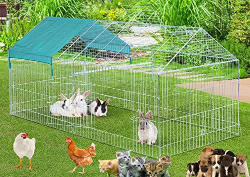 71" x 30" NO Rust Stainless Galvanized Steel Foldable Outdoor Indoor Chicken Coop Run Metal Pet Hutch Enclosure Small Animal Playpen Waterproof Cover for Rabbits Chickens - style: 71" x 30"