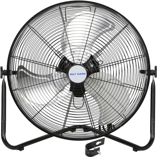BILT HARD 4650 CFM 20" High Velocity Floor Fan, 3-Speed Heavy Duty Metal Fan with Wall-Mounting System, Industrial Shop Fan for Commercial, Garage, and Greenhouse - size: 20 inch