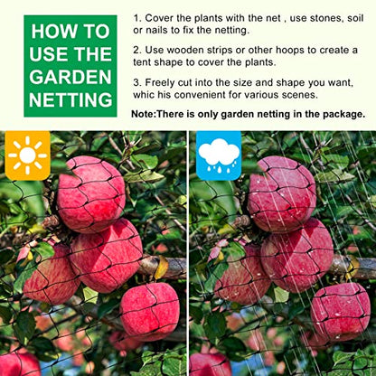 Bird Netting for Garden, 13Ft x 33Ft Reusable Garden Netting Plants Barrier, Plant Mesh Net Protect Fruit Tree Seedlings Plants from Birds, Cicadas, Rodents, Black - color: Black