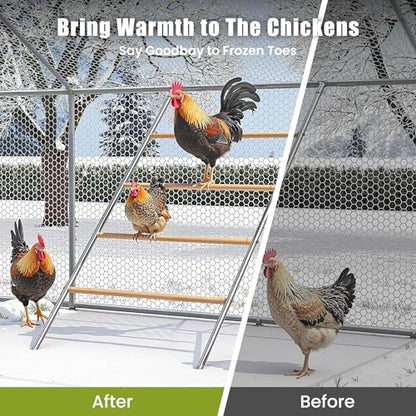 Chicken Roosting Perch - Heavy Duty 4-Tier Metal & Wood Chicken Roost Bars, Large Coop Accessory - Easy Install (55" L x 40" W) for Backyard Poultry, Hens & Farm Pens - size: 55*40 IN
