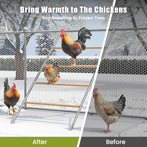 UDPATIO Chicken Roosting Perch 55" L x 40" W, 4-Tier Heavy Duty Metal & Wood Roost Bars for Coop Silver M - size: 55*40 IN