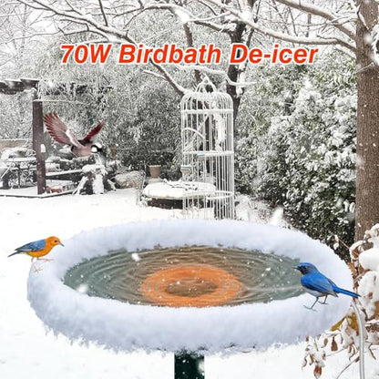 Bird Bath Heater, 70W 120V Automatic Birdbath Deicer for Winter, Outdoor Birdbaths and Animal Water Bowls, Chicken Coop Water Deicer, Cast Aluminum, 48±5°C Thermostat Control for Patio Garden