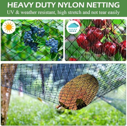 Bird Netting for Chicken Coop 25 X 25 Ft 2" Square Mesh Heavy Duty Chicken Run Netting Roof Cover Against Hawks, Eagles, Owls, UV Resistant, for Garden, Fruit Tree, Plant, Vegetable Protection - size: 2 inch mesh - 25 x 25 ft