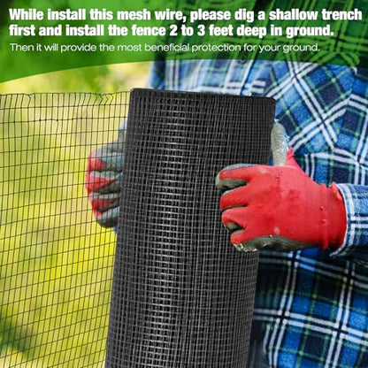 Tatuo Hardware Cloth 1/2 Inch 36in x 150ft Hot Dip Galvanized After Welded Cage Mesh Rolls 21 Gauge Metal Chicken Wire Roll Wire Fencing Poultry Netting for Raised Garden Rodent Animals(Black) - color: Black, size: 36in X 150ft