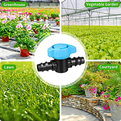 JAYEE 14 Pcs Drip Irrigation Fittings Switch Valve 1/2 Inch, In-Line Barbed Switch Valve For 1/2 Inch Drip Tubing (.570-.620" ID), Shut-Off/On Drip Line Parts For Garden Sprinkler Systems - color: 14P Valves