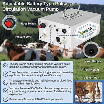 5L Cow Milking Machine, Rechargeable Battery Adjustable Pulse Vacuum Electric Cow Milking Machine,Portable Milking Machine,Individual Pulsation Adjustment, Udder Protection - size: 5L Cow