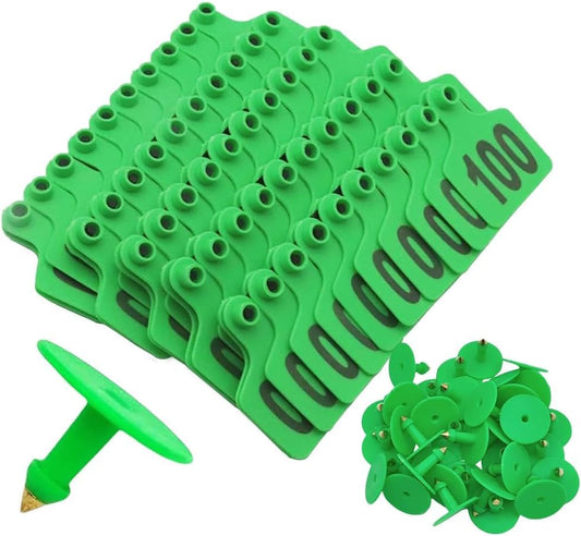 Cattle Ear Tags with Numbers Plastic Livestock Ear Tag Marker Livestock Ear Tag for Goat Cattle Cows Calf Sheep Pig Pink Bull 101-200 Green 301-400 - color: Green, size: 301-400