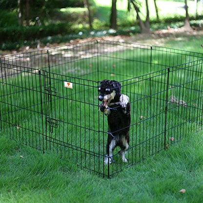 Peekaboo Dog Playpen 24 Inch, 8 Panel Foldable Pet Fence, Black | Sturdy Metal Pet Fence,Quick Folding Setup,Indoor and Outdoor Use,Climate Pledge Friendly Choice - style: Only playpen