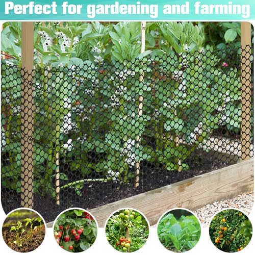 Plastic Mesh Fence Sheet 15.7IN x 50FT - 0.3IN Opening Plastic Chicken Wire Netting Roll Durable for Dogs, Poultry, Puppy, Garden Snake Barrier with 50 Pcs Zip Ties - Black - color: Black, size: 15.7IN x 50FT + 50Ties