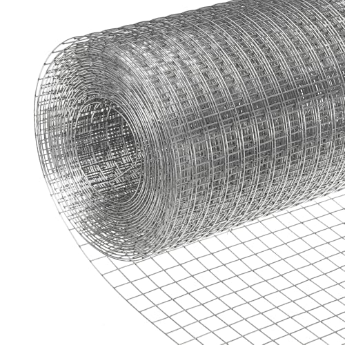 DTGN 8" x 25ft 19GA Hardware Cloth, 1/2" Galvanized Steel Wire Mesh, Chicken Wire Fence, Poultry Animal Netting for Garden Plant Welded, Rabbit Cage, Snake Rat Protection, Gutter Guard - size: 8" x 25ft