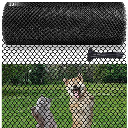 Plastic Pet & Garden Fence - Black 15.7in X 33ft Roll Multi-Use Decorative Chicken Wire Fencing for Poultry, Gardening & Animal Barriers - size: 15.7"X32.8'-1/3"OPENING