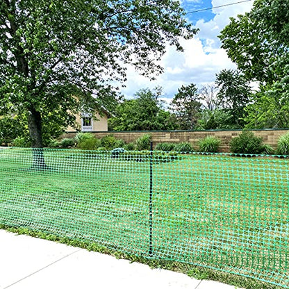 Ashman Plastic Mesh Fence, Construction Barrier Netting, Green, 4'x100' Feet, 1 Roll, Garden Fencing, Fences Wrap, Above Ground, for Snow, Poultry, Chicken, Deer, Patio, Garden Netting, Green 100FT - color: Green, size: 100 FT