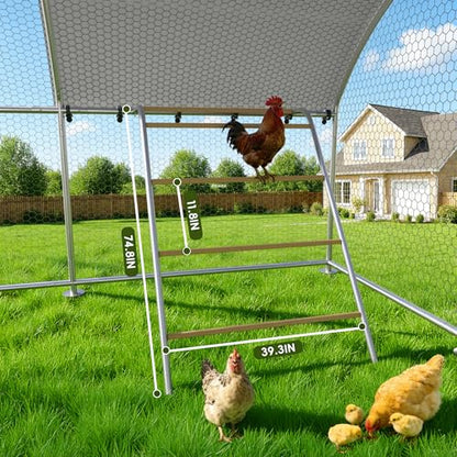 Large Metal Chicken Coop with Roosting Perch Walk-in Poultry Cage Chicken Run Duck House Chicken Pen Dome Shaped Coop with Waterproof Cover for Outdoor Backyard Farm Use(10' L x 19.7' W x 6.4' H) - size: 236.4"L x 120.0"W x 76.8"H