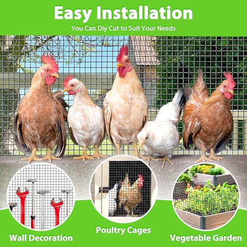 PVC Coated Welded Wire Fence,1 inch 48 in x 50 ft,Chicken Wire,Black Metal Fence Mesh Wire Roll,Garden Fencing Welded Wire Mesh for Pet Enclosures,Vegetable,Poultry and Agricultural Use - color: Black, size: 1"x1" 48inx50ft