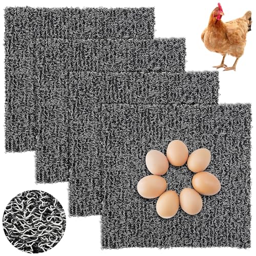 kathson Washable and Reusable Chicken Nesting Pads Plastic Nest Box Pads Durable Chicken Coop Liners Laying Indoor/Outdoor Mats for Hen Duck Rabbit Small Pets 12 x 12 x 0.79Inches(4Pcs,Grey)