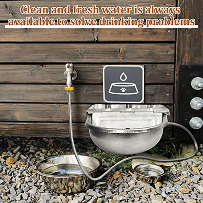 Tessco for you 3 Sets 4L/135oz Automatic Animal Water Bowl with Float Valve Stainless Steel Drinking Trough for Animals Livestock Horse Waterer Kits Includes Hose Connectors, Countersunk Bolts(Silver)