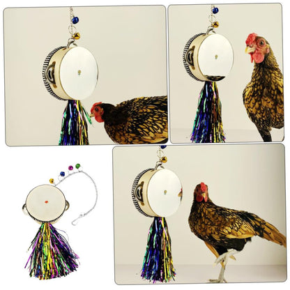 Stainless Steel Chicken with Double Sided Mirror Drum Fun Enrichment for Hens and Roosters and Pet Play Accessory for Coop Activity and Self Entertainment