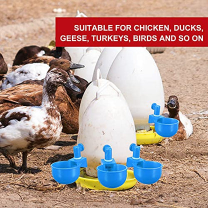 Patelai Chicken Water Cups, Chicken Waterer Cups Summer Water Feeder Cup 3/8 Inch Thread Automatic Filling Waterer Poultry Drinking Bowl for Duck Turkey Bunny(Blue,6 Pieces) - color: Blue