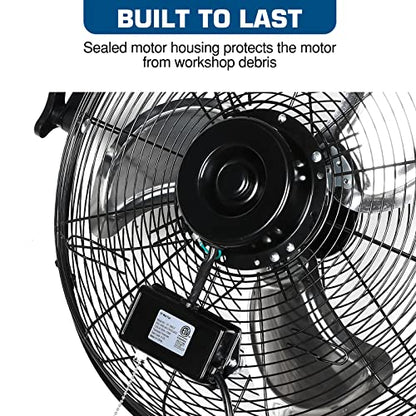 BILT HARD 20 inch Industrial Wall Fan, 4600 CFM, 3-Speeds High Velocity Wall Mount Fan with Sealed Motor, 2 Pack - size: 20 inch