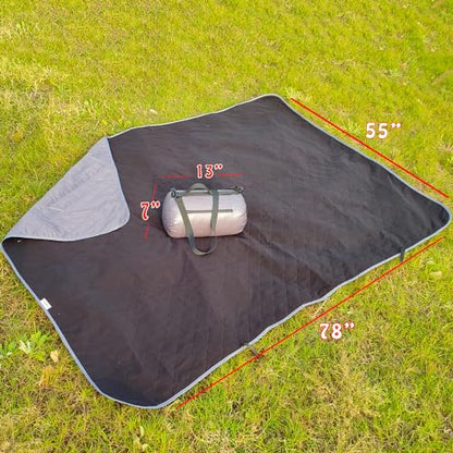 Large Outdoor Waterproof Blanket-Quilted Extra Thick Fleece Windproof Warm Includes Stuff Sack Shoulder Strap Machine Washable,55"x78"-Grey - color: Grey