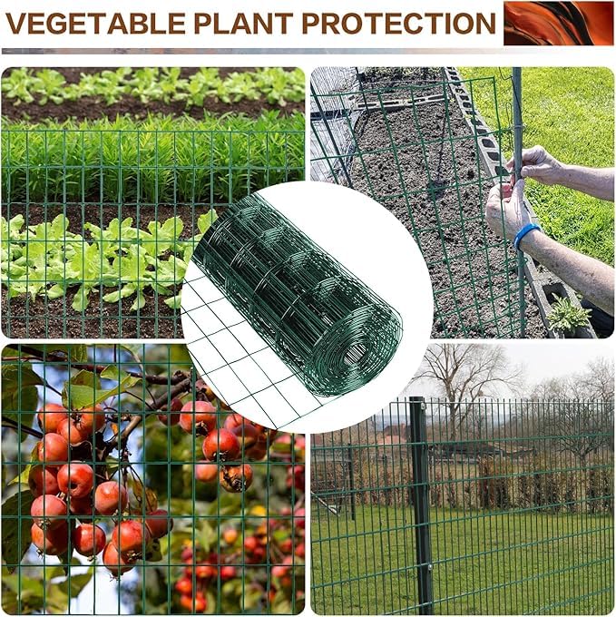 Tongmo 4 ft x 50 ft Green PVC Coated Welded Wire Fence, 16GA Garden Chicken Wire Fence Roll, Mesh Size 2" x 4" Hardware Cloth, Ideal for Yard Protection and Poultry Netting - color: Green, size: 4ft*50ft