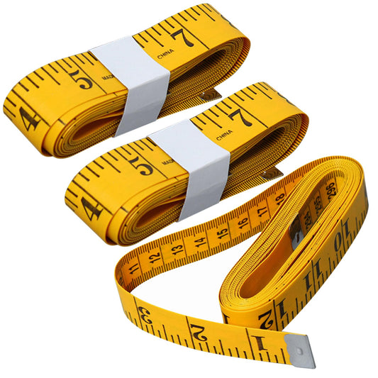 Soft Tape Measure Double Scale Measuring Tape Body Sewing Flexible Tailor Craft Vinyl Ruler for Weight Loss Medical Body Measurement, Has Centimetre Scale on Reverse Side (3pcs Yellow-120 inch) - color: 3pcs Yellow-120 inch