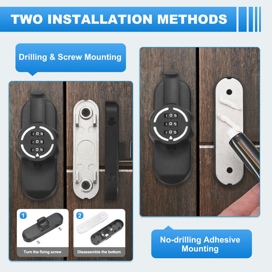 PATIKIL 90/180 Degree Barn Door Combination Lock with Password, 3 Digit Mechanical Password Lock for Sliding Door Gate Cabinets Closet, Bright Black - color: Bright Black
