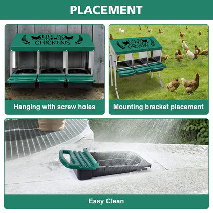 Tgeyd Nesting Boxes - 3 Holes for Laying Eggs - Chicken Brooder Box with Perch - Coops for 3 Up to 12 Chickens - size: 3 Holes