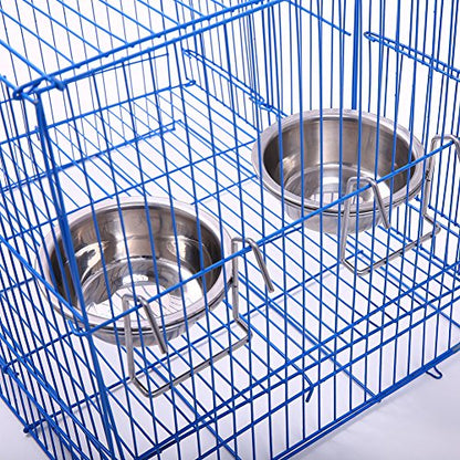 QBLEEV Stainless Steel Birdcage Feeder Bowls for Hamster Cage, 150ml, 5 oz | Stainless steel birdcage bowls feeding perches play stand with clamp, parrot pet animal hamster cage, easy to install - color: 2 Pack