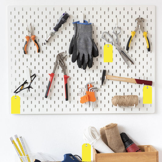 100 Yellow Plastic Shipping Tags - 2x4 inch Heavy Duty with Wires, Reinforced, Waterproof, Ideal for Gift, Luggage, Garage, Inventory - color: Yellow