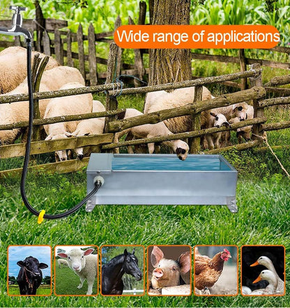 Animal Water Trough, Animal Drinking Water Bowl Dispenser,7.5L Livestock Drinking Bowl with Float Valve, for Pets, Cattle, Sheep, Goats, Hogs