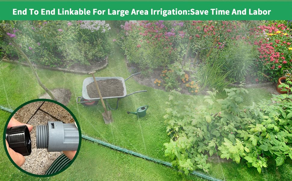 Watoo 2026 Sprinkler Hose & Soaker Hose for Yard - 50 FT Reinforced Flat Garden Hose with Holes, Heavy Duty No-Kink Lawn Irrigation Hose (Includes Stakes, High Pressure Spray) - size: 50FT