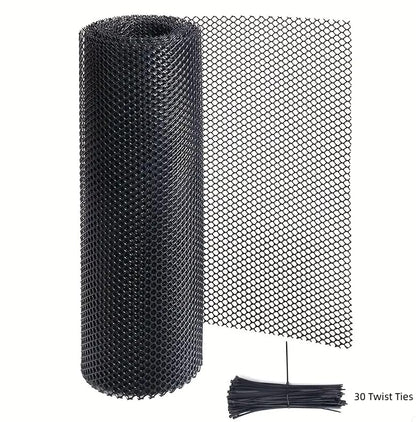 Plastic Chicken Wire Mesh - 16in x 16.4 ft Black,Comes with 30 Twist Ties, Plastic Wire Mesh Fence for Dogs, Cats & Poultry - Garden Netting & Animal Barrier, Balcony Netting for Pets - WEYHDDTL - size: 16Inchx16.4Ft(0.3"Opening)
